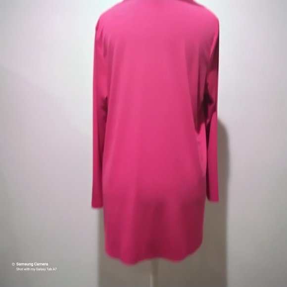 Susan Craver Fuchsia Long Sleeve Open Front Pocket Stretch Cardigan Jacket NWT L - Picture 3 of 6
